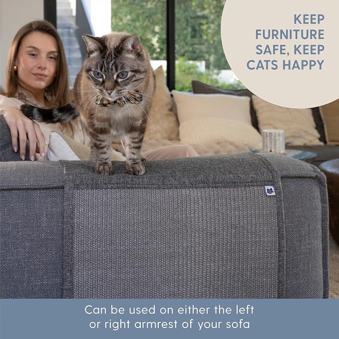 The Cat Ladies Cat Scratch Furniture Protector Mat - Couch Protector from Claws - Anti Scratch Furniture Protectors from Cats Scratching - Sisal Scratcher Pad - Dark Grey