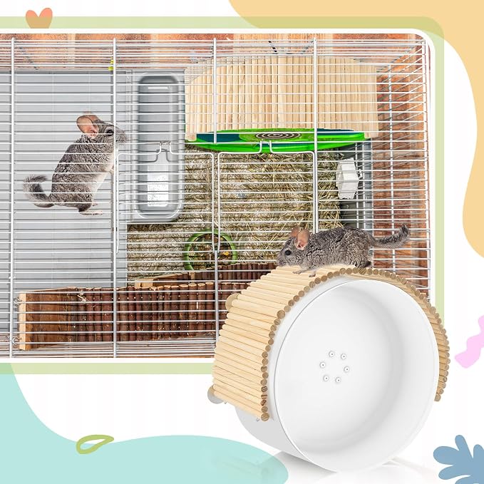 Geelin Chinchilla Running Wheel Fence, Chinchilla Natural Birch Wood Flexible Platform Toy, Climbing Toys for Guinea Pig Rabbit Hamsters Gerbils Rat and Other Small Animals Cage Accessories