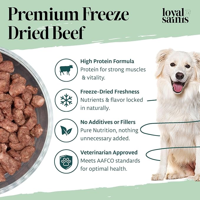 Human Grade Freeze Dried Raw Dog Food, Premium Beef, Made in USA with USDA Organic Produce, High Protein, Grain Free, Complete Meal or Topper for All Breeds, 5 oz