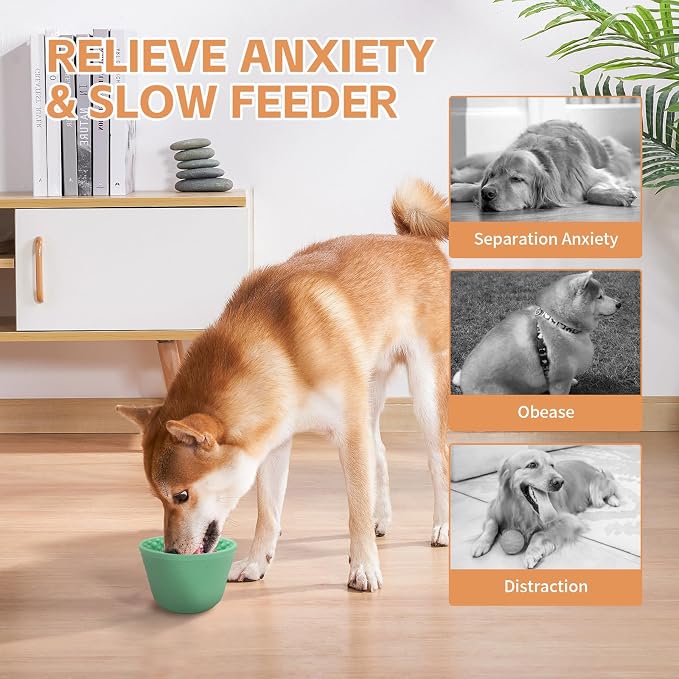 Dog Lick Bowl,Anxiety Relief Non-Slip Silicone Treat Bowl,Durable Anti-Choking Long-Lasting Enrichment Slow Feeder Licking Mat for Small Medium Large Breed,Freezable BPA Free Silicone Dishwasher Safe