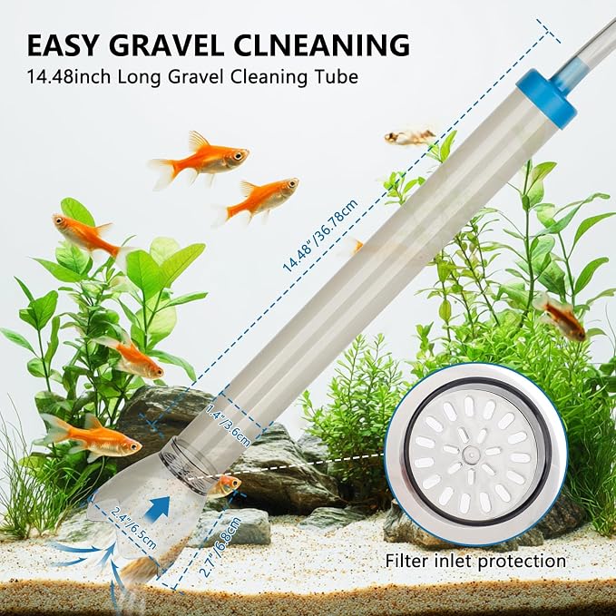 fishkeeper 50FT Aquarium Gravel Vacuum Water Changer - Flow Adjustable Faucet Universal Siphon Quick Pump with 6 Adapters, Bucket-Free Fish Tank Cleaning Tools for Drain & Fill (2025 NEW)
