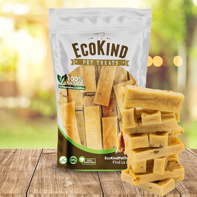 EcoKind Yak Cheese Himalayan Dog Chews, Yak Chews for Small Dogs, Long Lasting Bone for Aggressive Chewers, Only 4 Ingredients, Natural High Protein Dog Treats, No Additives, Bacon, Small - 16 Chews