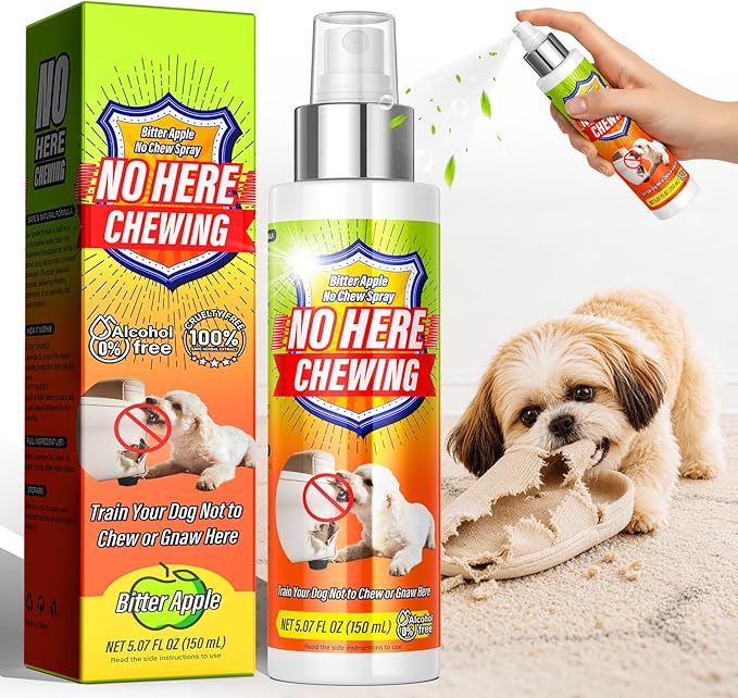 Bitter Apple Spray for Dogs - Dog No Chew Spray to Stop Chewing & Gnawing - Natural Anti‑Chew Training Aid for Puppies - Safe for Furniture, Shoes & Plants - Indoor & Outdoor Behavior Corrector