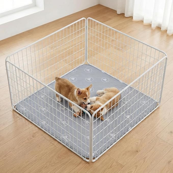 PJYuCien Non-Slip 36"x36" Pet Playpen Mat with 3-Layer Comfort, Reusable and Washable Training Crate Pad, Travel Mat and Sofa Protector for Puppies, Dogs, Cats, Rabbits, and Small Animals, Gray