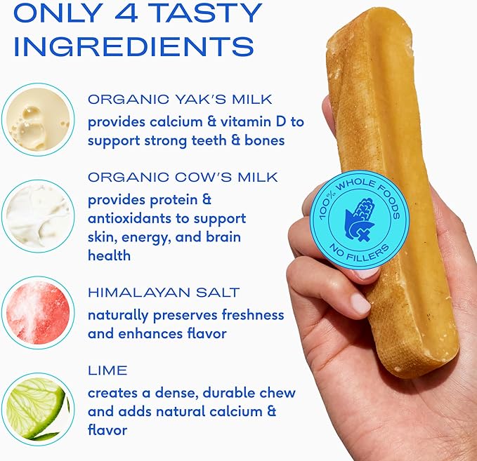 Native Pet Yak Cheese Himalayan Dog Chews - Long Lasting Dental Sticks for Small Breeds– 100% All Natural Himalayan Yak Chews for Small Dogs – Cheese Bone for Aggressive Chewers - 5 Per Pack