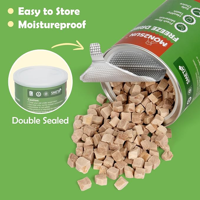 MON2SUN Freeze Dried Duck Cat and Dog Treats, Single Ingredient Natural and Healthy Dog Snacks, High Protein Training Treats & Food Topper, 9.5 oz