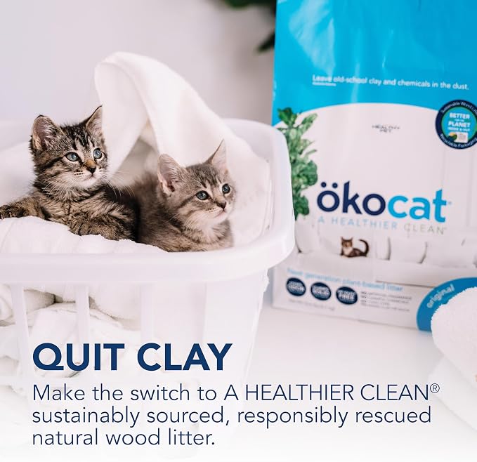 ökocat Original Wood Clumping Cat Litter, Unscented, 12.6 Pounds - Natural Ingredients, Stops Odor, Clumps Solid, 99% Dust Free, Lightweight Litter, Great for All Cats