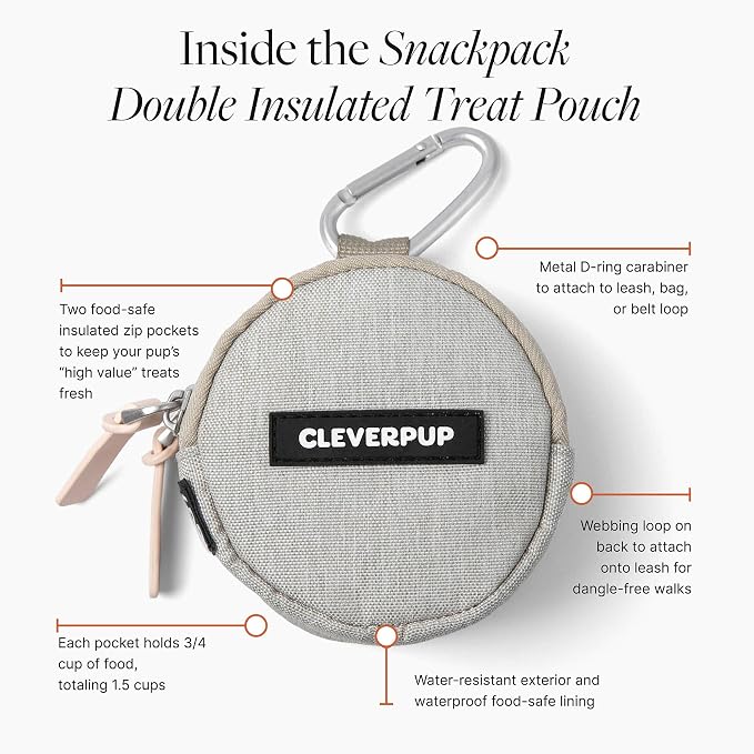 Cleverpup Training Sling & Snackpack Double Insulated Treat Pouch in Sand