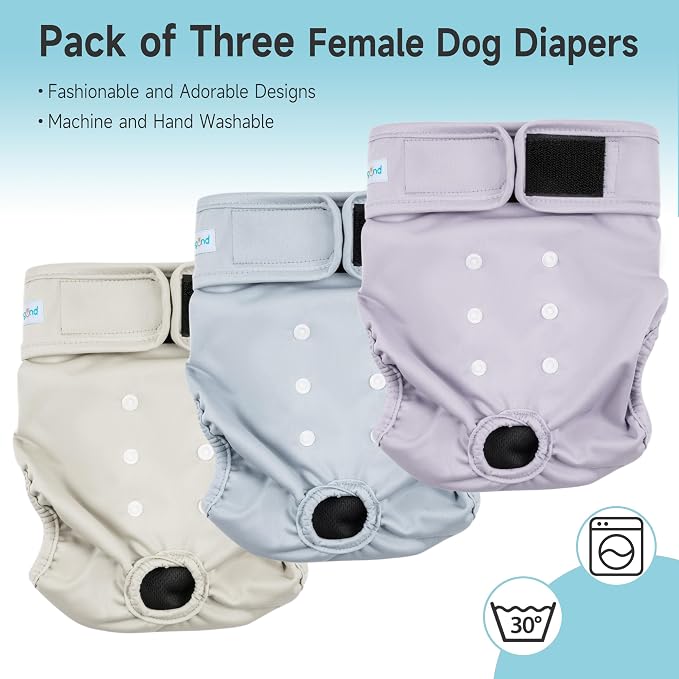 Paw Legend Washable Reusable Female Dog Period Diapers for Heat Doggie Puppy Diapers for Female Dogs (3 Pack, Medium)