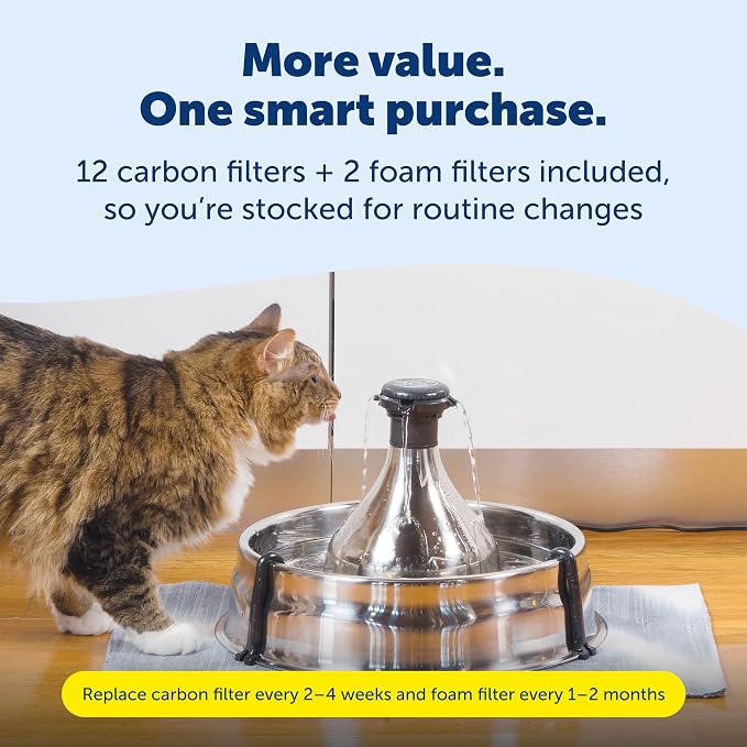 PetSafe Stainless Multi-Pet Fountain with Extra Filters Great for Multiple Pet Households Customizable Stream Options Scratch and Rust Resistant 128 Oz Water Capacity Fresh, Filtered Water