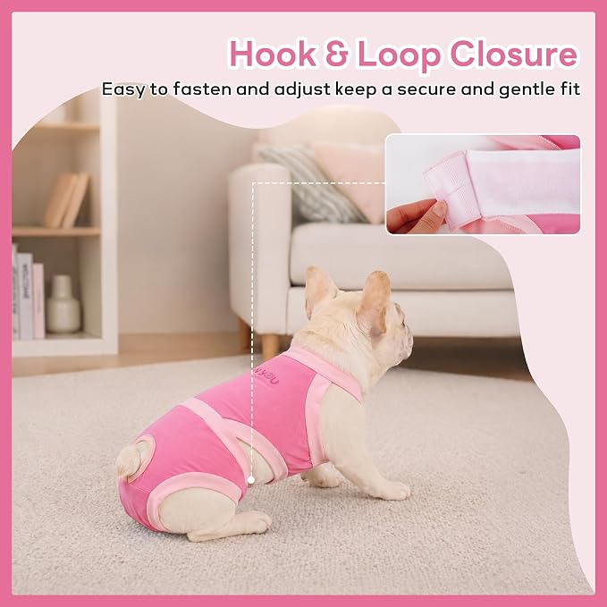 PUMYPOREITY French Bulldog Dog Pants – Made for Short Body & Broad Chest, Reusable Washable Solution for Marking, Accidents, Travel & Home Use for Male or Female Dogs, Pink, M