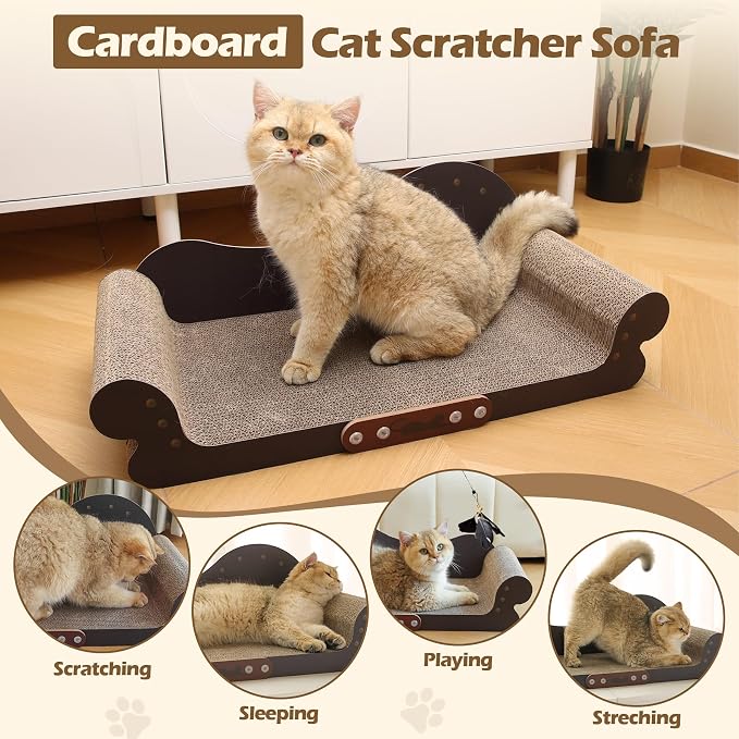 ComSaf Cat Scratcher Carboard for Indoor Cats, Cat Scratcher Lounge to Protect Furniture，Wide Cat Scratching Pad Modern Corrugate Cardboard