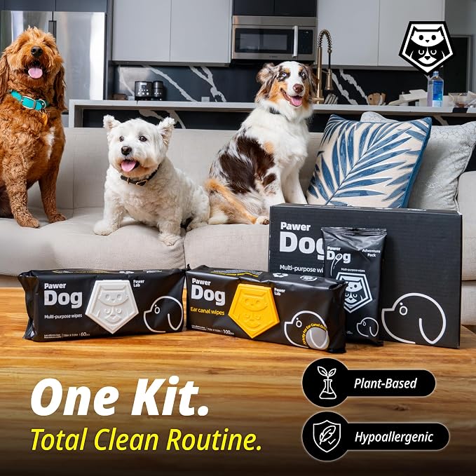 Dog Grooming Wipes Bundle – Plant-Based, Hypoallergenic & Biodegradable Wipes for Paws, Ears & Travel, Fragrance-Free, Extra Thick, 180 Count