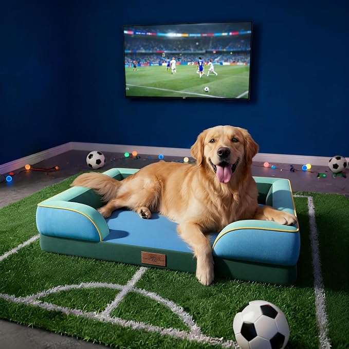 Comfort Expression Orthopedic Dog Bed for Extra Large Dogs 45x35 Inch, Waterproof Egg Crate Foam XL Pet Bed with Bolsters, Dog Couch with Washable Cover & Non-Slip Bottom, Dallas