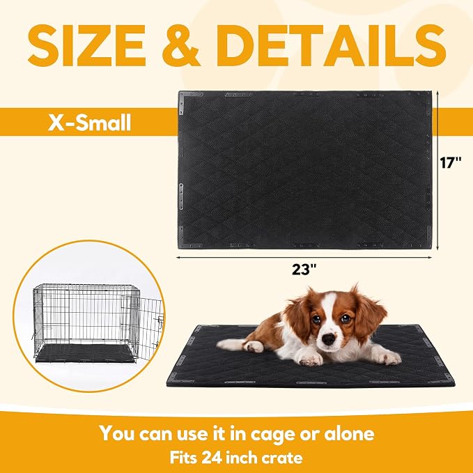 HOMBYS Chew Proof Dog Bed Mat with 12 Metal Rivets - Indestructible Kennel Pad for Teething Puppies & Aggressive Chewers, Durable Waterproof Crate Mat for Small Dogs, 23" x 17" (Indoor/Outdoor Use)