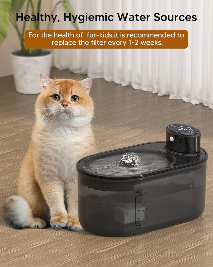 10-Pack Replacement Filters + 2 Pre-Filter Sponges for subteenmate 3L Wireless Cat Water Fountain – Triple-Layer Activated Carbon Filtration, 5-Month Supply
