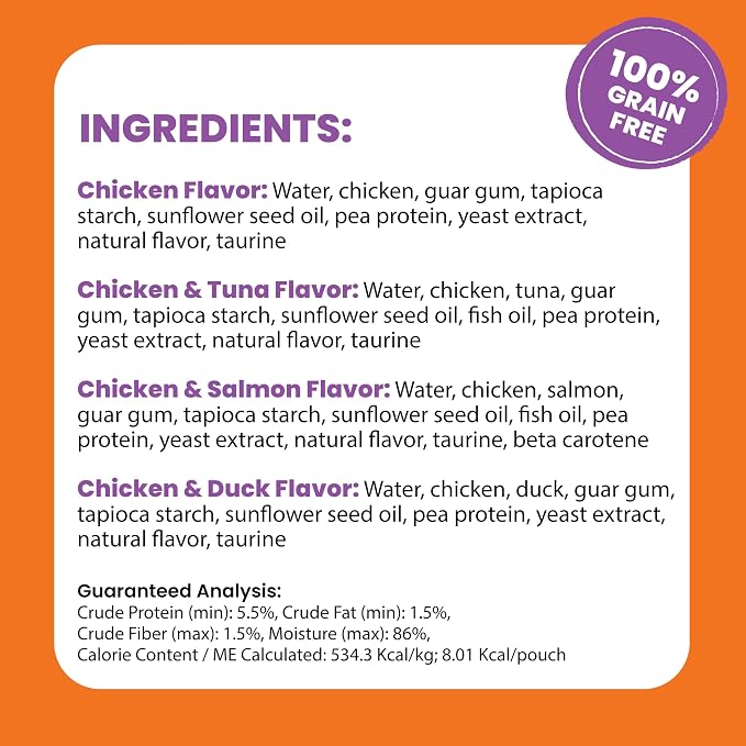 Catstages Purrfect Squeeze Lickable Wet Cat Treats, Creamy Purée Treat & Topper, Made with Real Chicken, Clean Ingredients, No Artificial Preservatives, 0.5 oz Tubes, 20-Count, 4-Flavor Variety Pack
