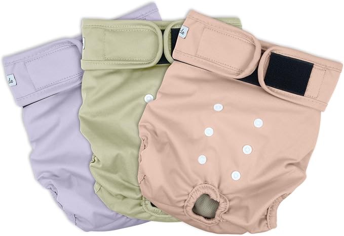 Washable Female Dog Diapers - Premium Reusable Diapers for Doggie in Heat - Highly Absorbent Dog Diapers Female for Pet Incontinence with Adjustable Snaps Pink, XL