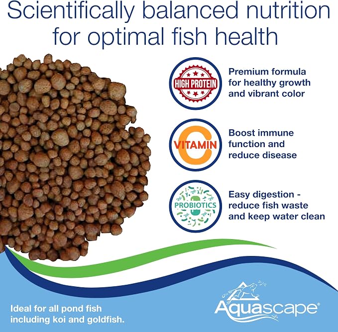 Aquascape Premium Staple Pond and Koi Fish Food, Mixed Pellet Size, 2.2-Pounds