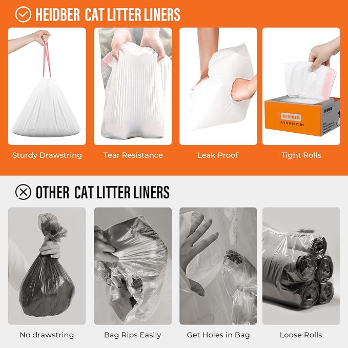 Drawstring Cat Litter Box Liners 100 Pack-Robot Litter Liner Bags for Robot 3 and 4 Cleanpethome/PETKIT PuraX PuraMax Self-cleaning Cat Litter Box Bag Heavy Duty Litter Box Robot Waste Bags