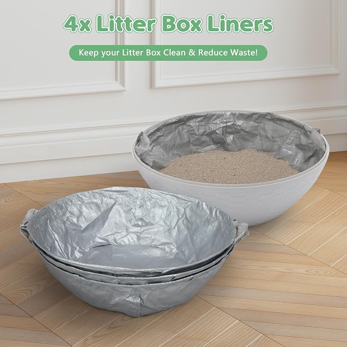 Eggloa6 Plant Large Cat Hidden Litter Box with 4X Litter Box Liners, Cat Litter Mat, Artificial Plant Litter Box Enclosure Furniture Large DIY Litter Box Furniture for Cat Kitty Bunny