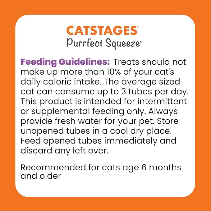 Catstages Purrfect Squeeze Lickable Wet Cat Treats, Creamy Purée Treat & Topper, Made with Real Chicken, Clean Ingredients, No Artificial Preservatives, 0.5 oz Tubes, 20-Count, 4-Flavor Variety Pack