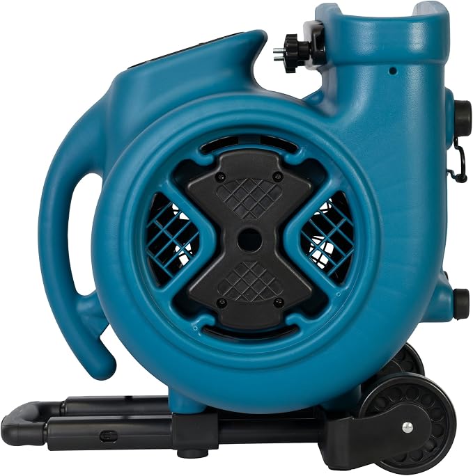 XPOWER P-630HC Pro 1/2 HP 2800 CFM Centrifugal Air Mover, Carpet Dryer, Floor Fan, Blower, Telescopic Handle and Wheels, Carpet Clamp, for Water Damage Restoration, Janitorial, Plumbing, Home Us, Blue