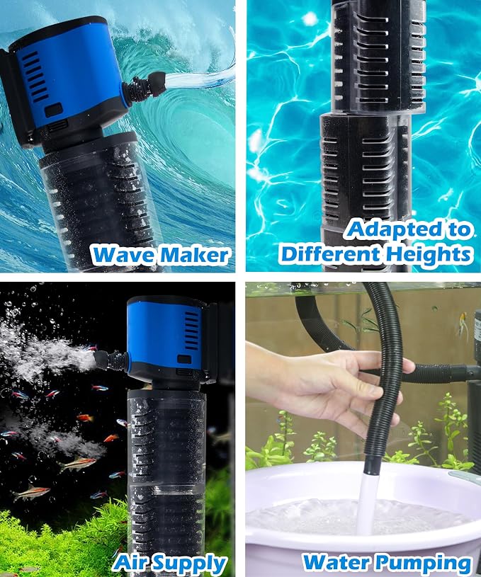 COOSPIDER Aquarium Filter for 100-500 Gallon, 660 GPH Powerful Filtration Pond Pump, Submersible Pond Filters for Fish Turtle Tank, Cold Plunge, Clear Wavemaker Oxygen Supply, Dry Burning Protection