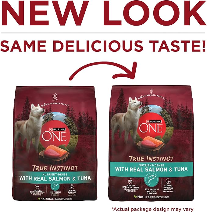 Purina ONE True Instinct With Real Salmon and Tuna Natural With Added Vitamins, Minerals and Nutrients High Protein Dog Food Dry Formula - 15 lb. Bag