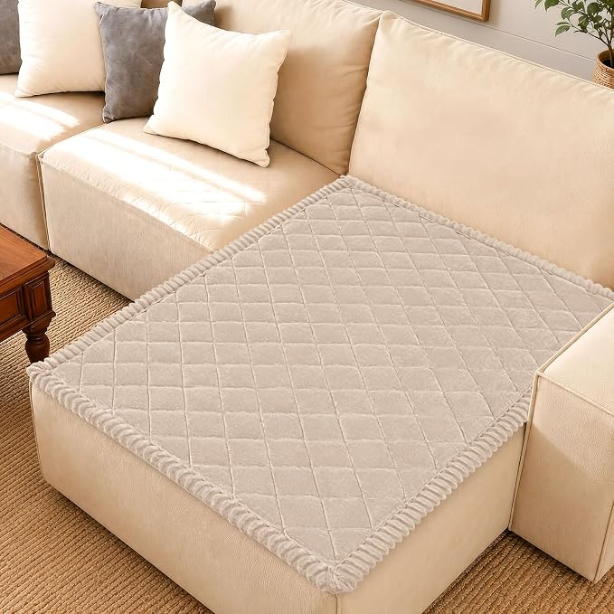 Smiry Couch Cover for Dogs, Non Slip Washable Pet Sofa Protector for Large Dogs, Cats, Fuzzy Plush Sofa Covers for Sectional Sofa, Against Fur, Dirt & Scratch Resistant, Apricot, 43"×63"