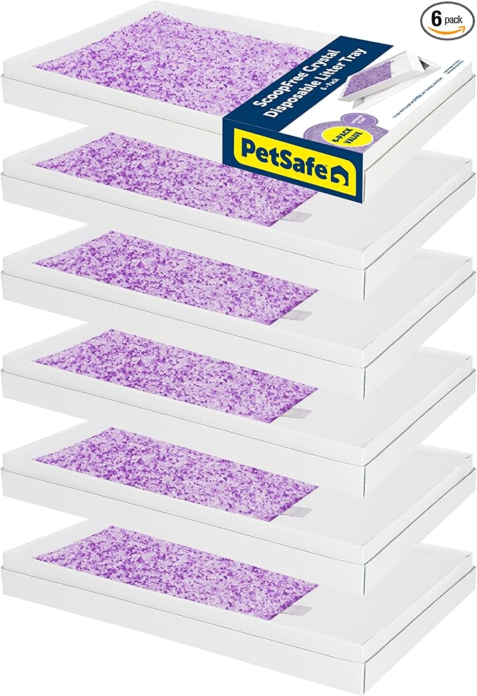 PetSafe ScoopFree Self-Cleaning Cat Litter Box Tray Refills with Lavendar Non-Clumping Crystals, 6-Pack