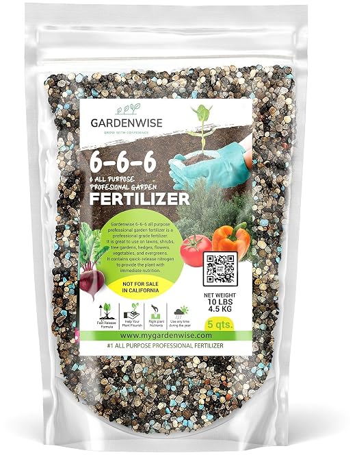 Gardenwise 6-6-6 All-Purpose Professional Plant Food Fertilizer; Ideal for Winter Care & Spring Feeding, Perfect Balanced NPK for Indoor and Outdoor Plants (20 QUARTS)
