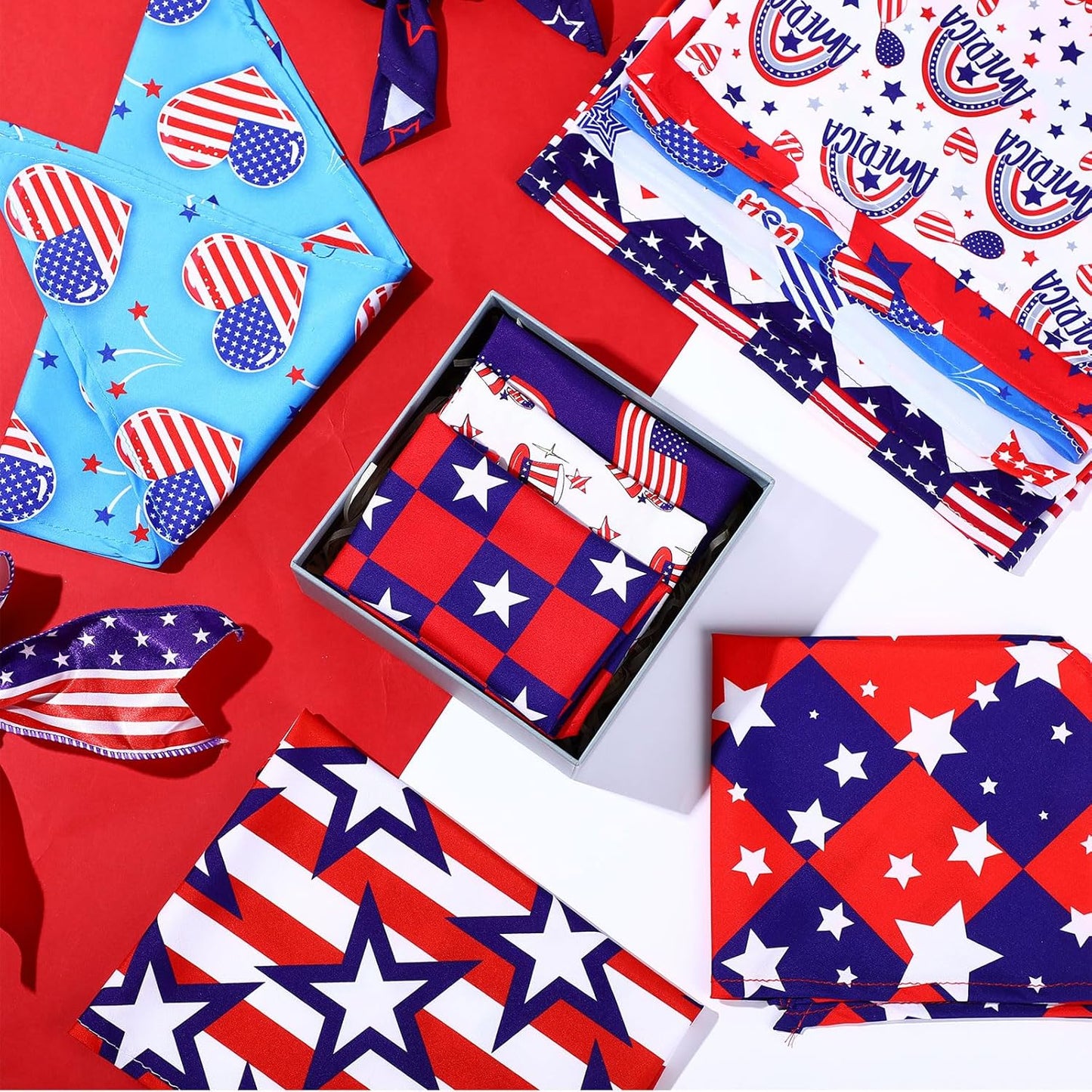 Abbylike 200 Pcs Patriotic Dog Bandanas Bulk Labor Day Bandanas for Dogs Triangle Kerchief Scarf Set for Puppy Small Medium Large Workers' Veterans Day Costume Accessories (25.6 x 17.7 x 17.7 Inch)