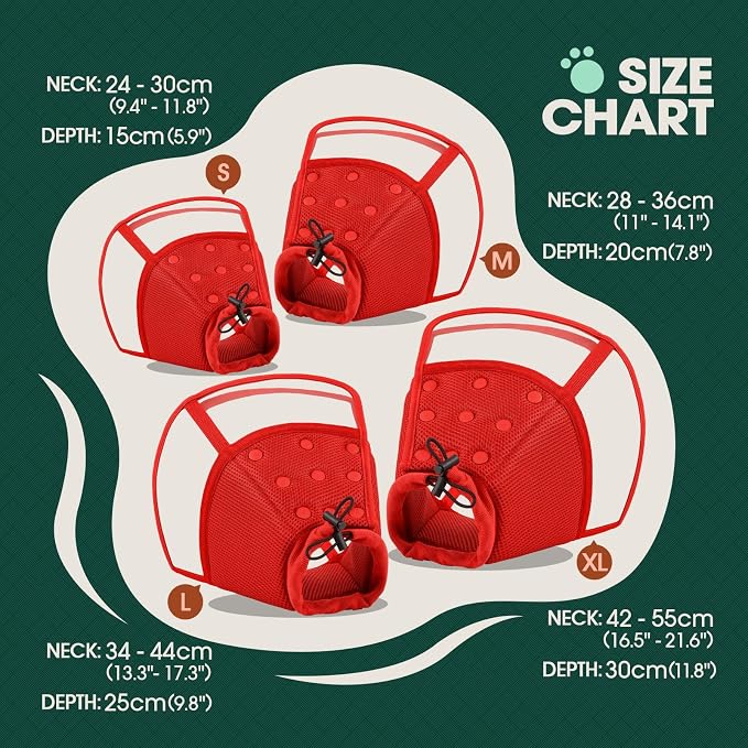 Kuoser Large Dog Cone Collar After Surgery, Soft Cone for Dogs to Stop Licking, Breathable Pet Recovery Collar Comfortable Elizabethan Collars, Adjustable Protective Dog Cones for Large Dogs, Red XL