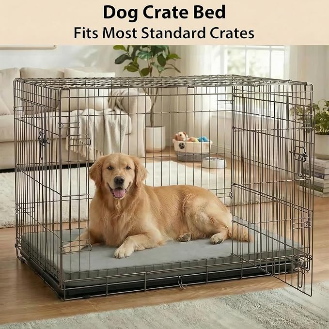LILNAP Indestructible Dog Beds for Large Dogs, Chew Proof Dogs Bed with Orthopedic Egg Foam, Outdoor Pet Bed Mat with Washable Cover for Crate Pad and Cages,Jumbo 55"x42"x4"