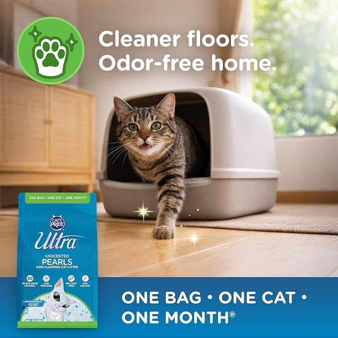 Ultra Pearls Premium Cat Litter - 99.9% Dust Free, Low Tracking, Soft on Paws, Fragrance Free - 15 Lbs. Total (3pk of 5 Lbs.)