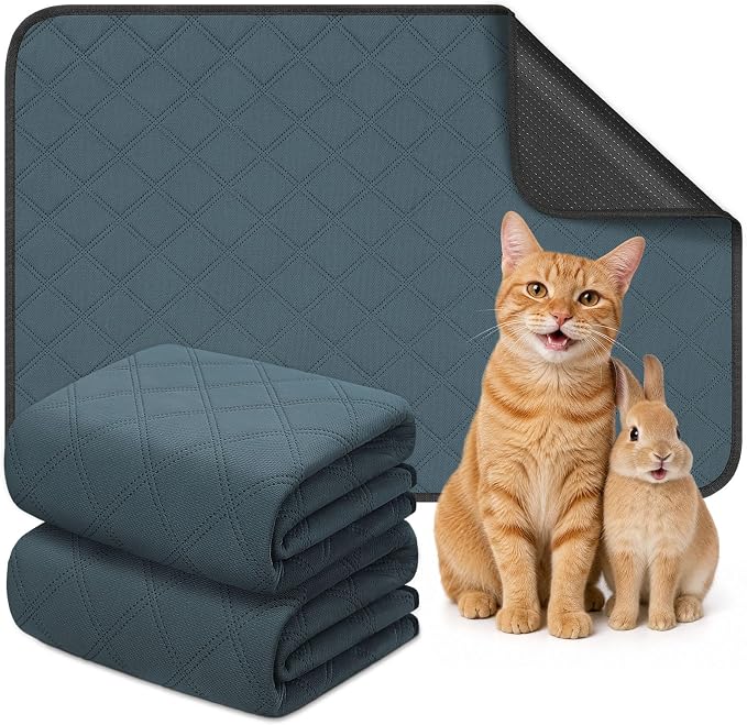 Siedihit Washable Reusable Pet Pee Pads, Absorbent Non-Slip Training Mat for Dog Cat Rabbit Puppy Kitten, Whelping Playpen Crate Bed Cage Home Indoor Outdoor (Small - 2pack, Rectangle)