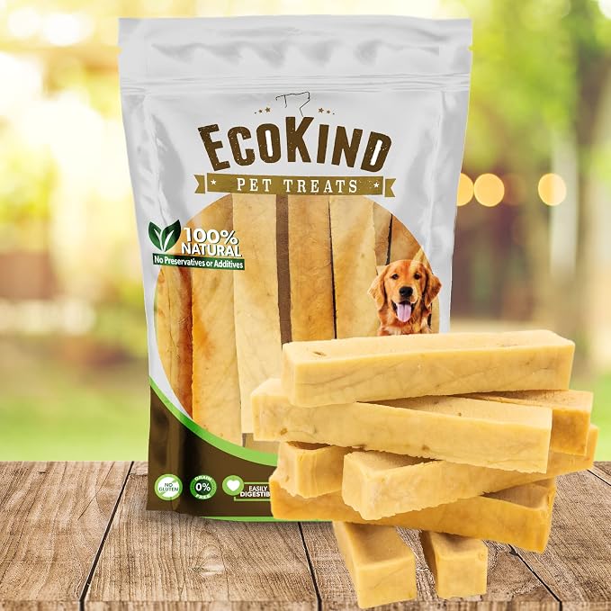 EcoKind Yak Cheese Himalayan Dog Chews, Yak Chews for Large Dogs, Long Lasting Bone for Aggressive Chewers, Only 4 Ingredients, Natural High Protein Dog Treats, No Additives, Chicken, Large 18+ Chews