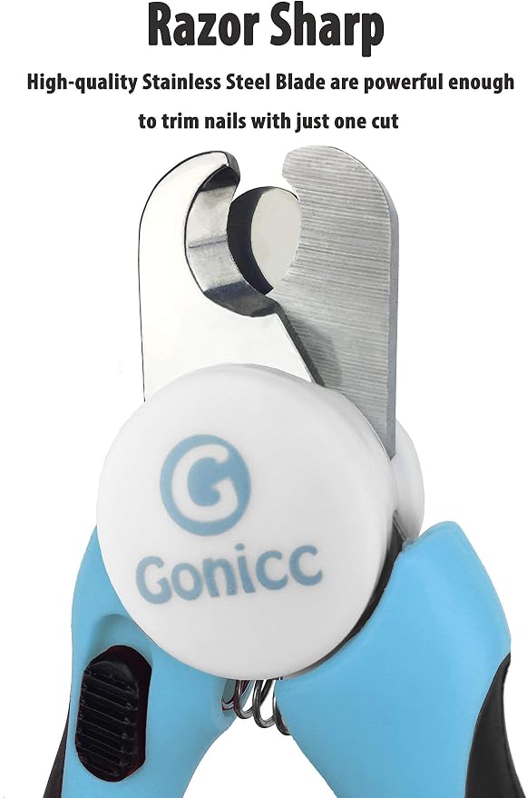 gonicc Dog Nail Clippers and Cat Nail Clippers with Safety Guard to Avoid Overcutting, Free Nail File, Razor Sharp Blade