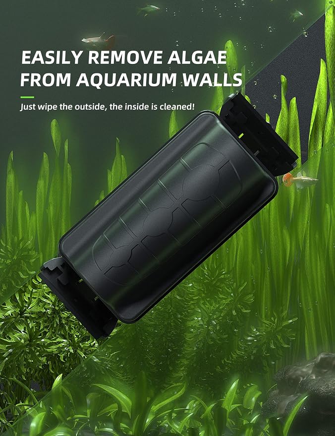 Jasonwell Magnetic Aquarium Fish Tank Cleaner Magnet Scraper for Glass Aquariums Cleaning Tools Scrubber Floating Brush (L)