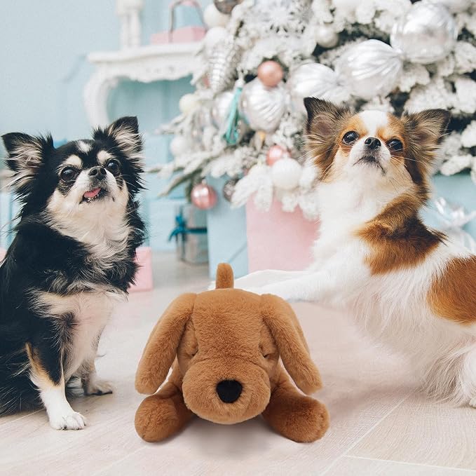 IUTOYYE Dog Breathing Stuffed Animal Anxiety Relief, Musical Dog Plush with Realistic Breathing Rhythmic Music and Lights Anxiety Animal Stuffe