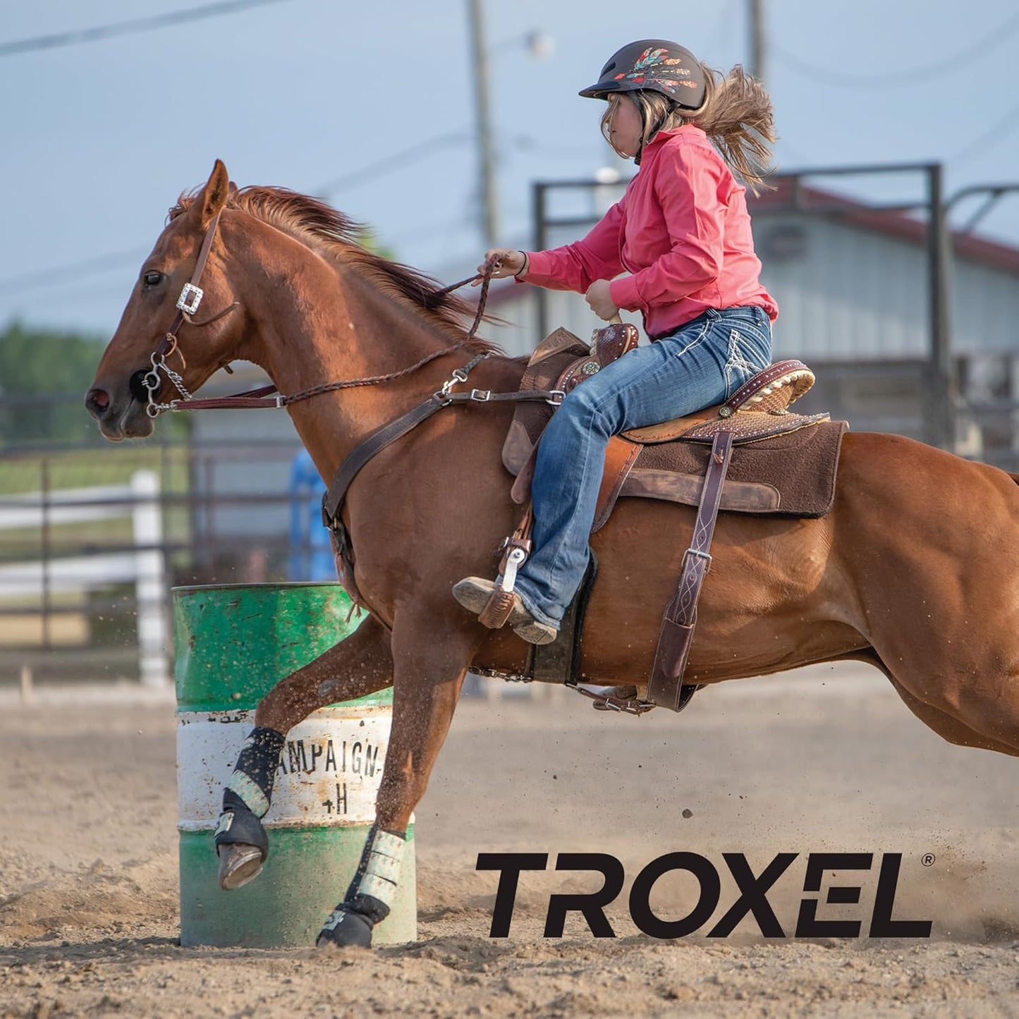 Troxel Rebel Turquoise Rose Helmet