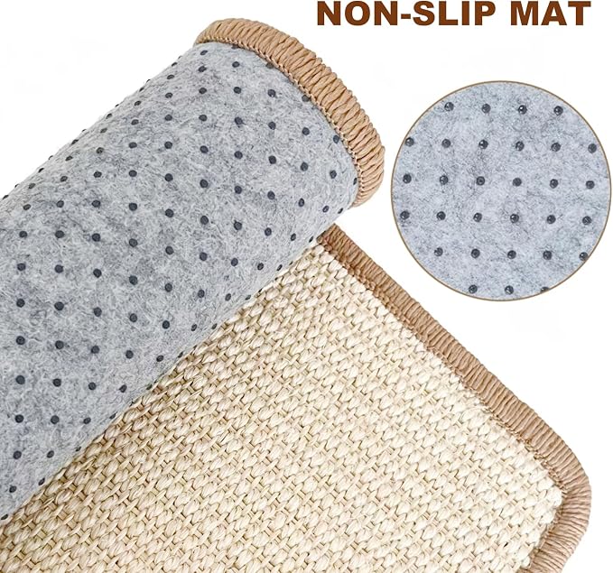 4PCS Rabbit Scratching Mats, Natural Sisal Bunny Scratch Pad Rabbit Mats for Cages, Claws and Teeth Care, Rabbit Chew Toys Bunny Accessories for Bedding Biting Sleeping Nesting (16x12in)