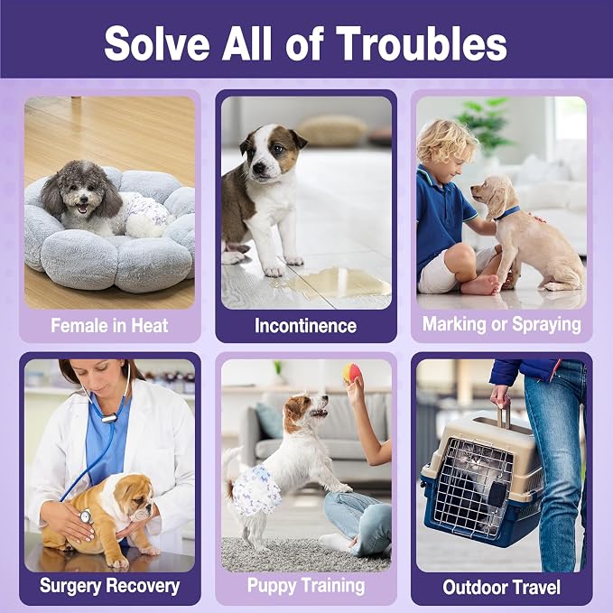 Pet Soft Female Dog Diapers - Disposable Doggie Diapers with Wetness Indicator, Puppy & Cat Diaper Super Absorbent, Fit for Female Dog in Heat or Incontinence, 20pcs (XS, Mixed)