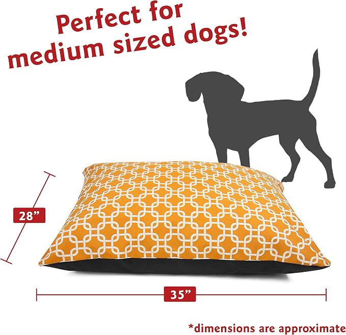 Majestic Pet Medium Rectangle Washable Non Slip Comfy Dog Bed - Crate & Kennel Bed for Medium Breed Dogs - 35 x 28 Inch - Links Yellow