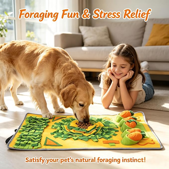 Snuffle Mat for Dogs, Slow Feeder Dog Puzzle Toy, Pet Enrichment Mat | Interactive snuffle mat encourages natural foraging, mental stimulation, slower eating, and enrichment for dogs.