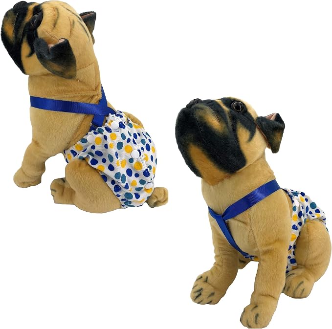 Female Dog Diaper with Suspenders Reusable Washable for Small Dog Breeds (RED, XSmall: Waist 7" - 10")
