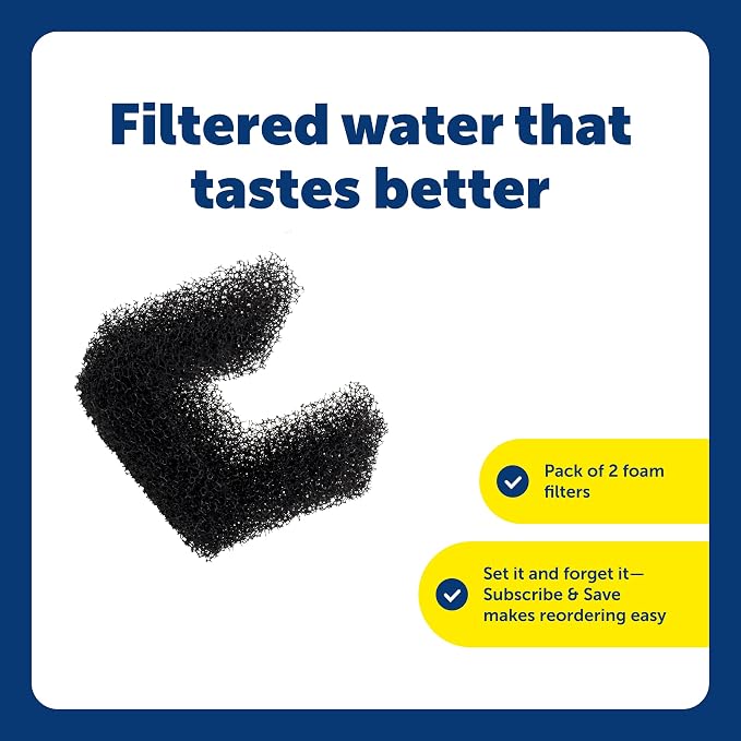 PetSafe Foam Filters for Cat and Dog Fountains, 2-Pack, Replacement Filters for Viva Pet Water Fountains for Cats and Dogs - PAC00-17960