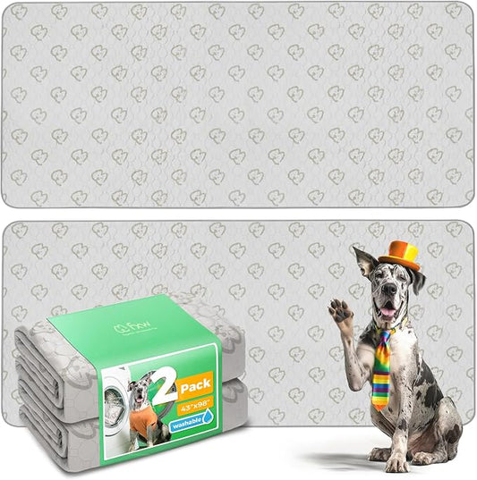 FXW Washable Pee Pads for Dogs, Leak-Proof & Non-Slip, Specifically Designed for FXW Rollick/Homeplus 32/40/45inch 8 Panels Dog Playpen, 43" x 98" Rectangle, Khaki, 2 Packs