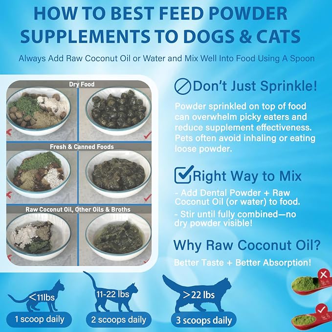 Cat Dental Powder, Bad Breath Tartar Control, Help Gingivitis and Stomatitis | Plaque Off with Natural Extracts & Probiotics